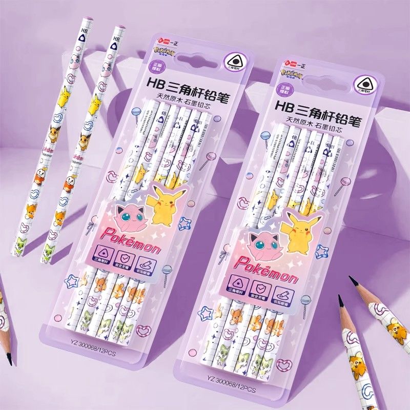 Stationery Supplier - Деревянные карандаши Pokémon Triangular 2B, легкие,